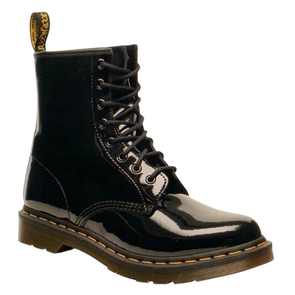 Dr. Martens 1460 Black Patent Leather Boots Women’s 8 EU 39 Glossy Combat - Picture 1 of 11